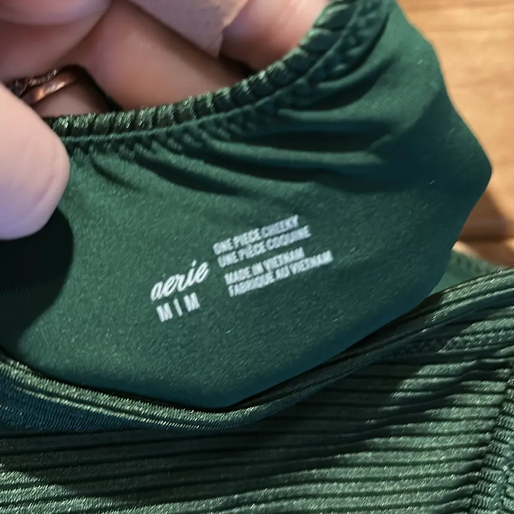 Aerie shine ribbed scoop neck dark green one piece swimsuit - Image 6