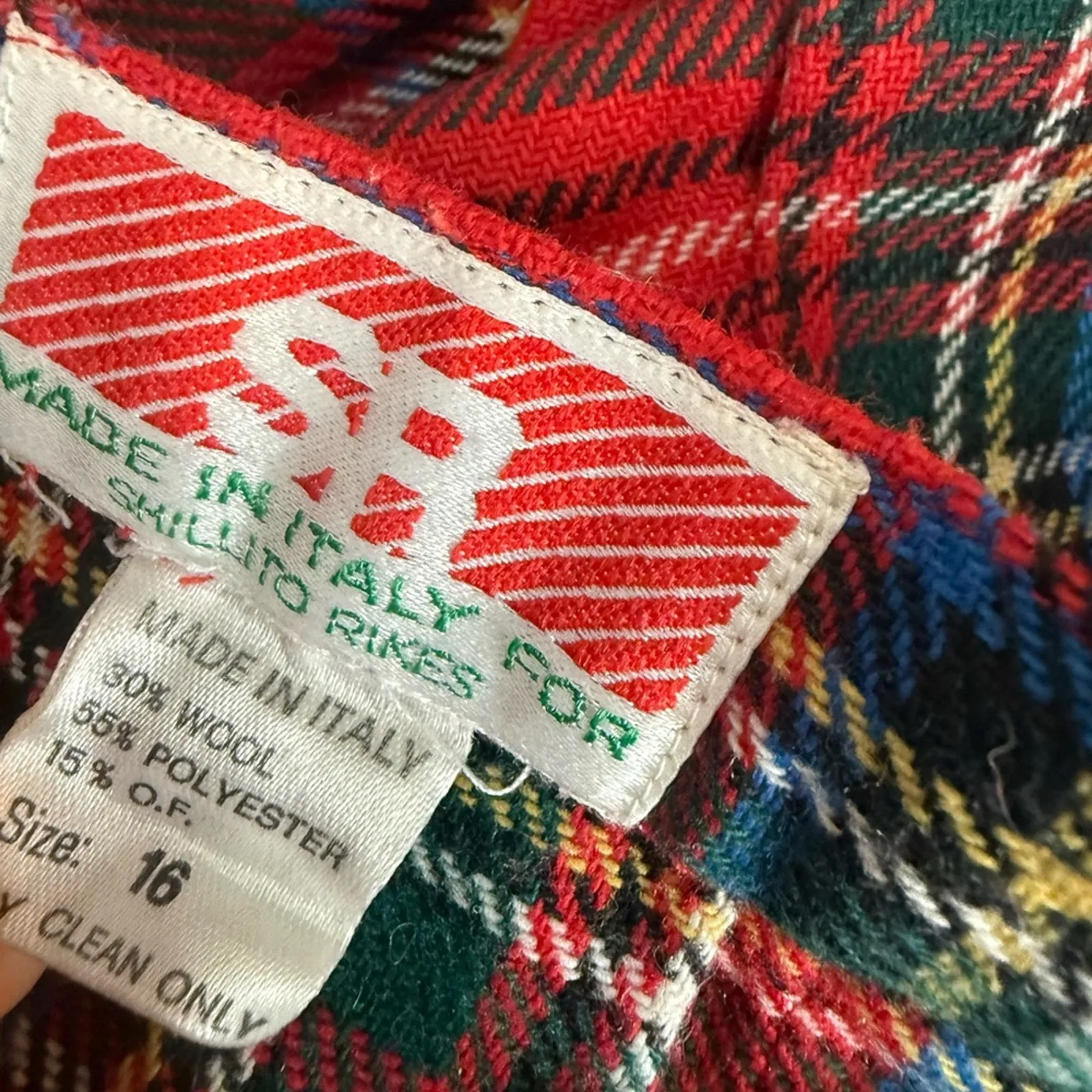 Shillito Rikes Made in Italy Red Plaid Tartan Wool Skirt W1318 Sz 16 Vintage - Image 4
