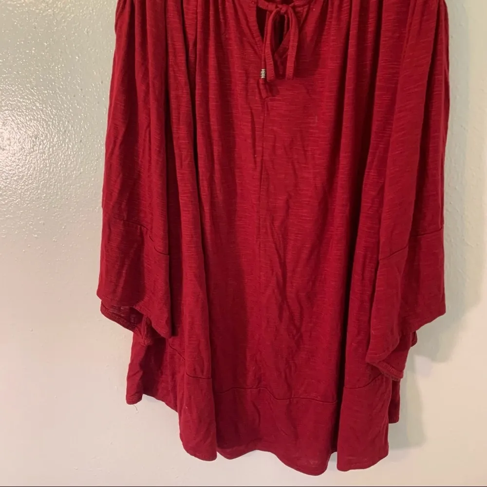 Style & Co. Cold-Shoulder Peasant Top Crimson S - Image 4