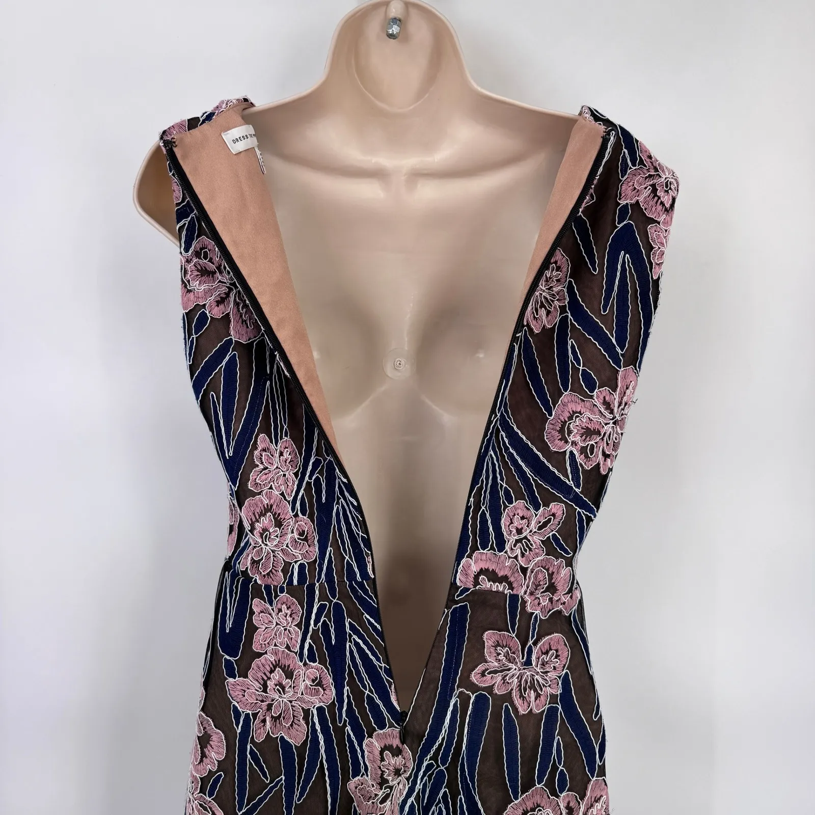 Dress The Population XS Sheer Floral Embroidered Sleeveless Party Cocktail Dress - Image 8
