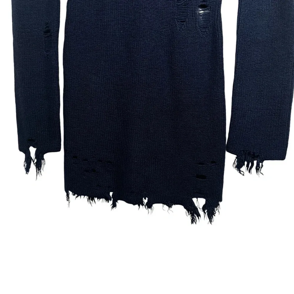 NWOT Lovers + Friends Keeney Distressed Sweater Dress in Navy Blue Size S - Image 5