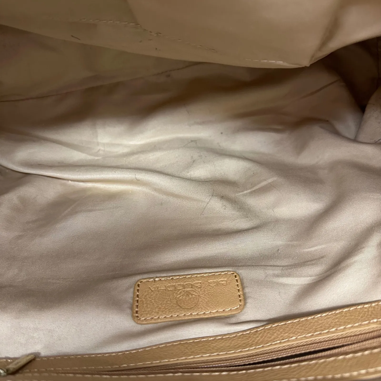 Big Buddha Beige Canvas Faux Leather Tote Bag with Tassel - Image 7