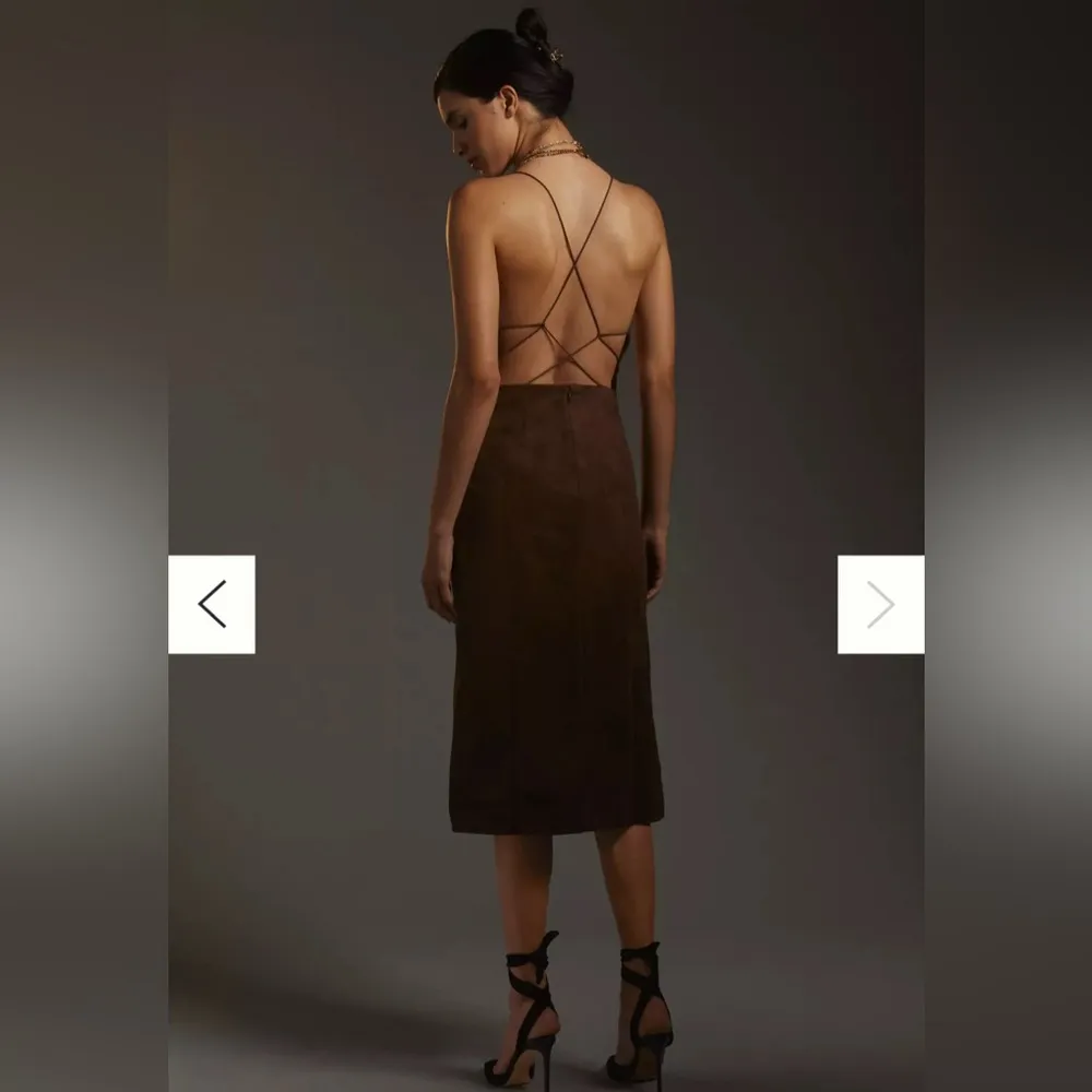 Anthropologie Brown Sheath Midi Dress Sleeveless Cocktail - Image 4