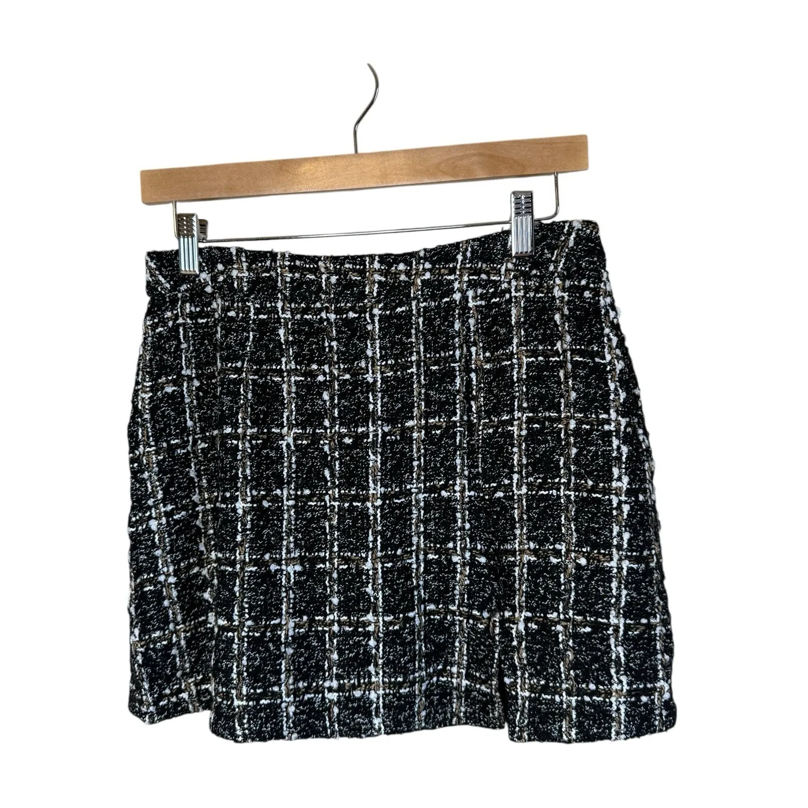 Francescas Black Plaid Tweed Mini Skirt Medium Academia Twee Clueless 90s Preppy - Image 2