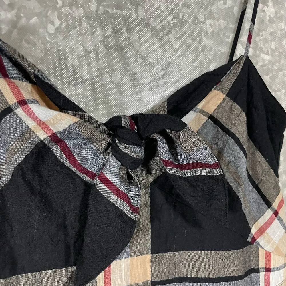 Club Monaco Women's Abani Black Plaid Sleeveless Romper - Size 2 - Twee Preppy - Image 4