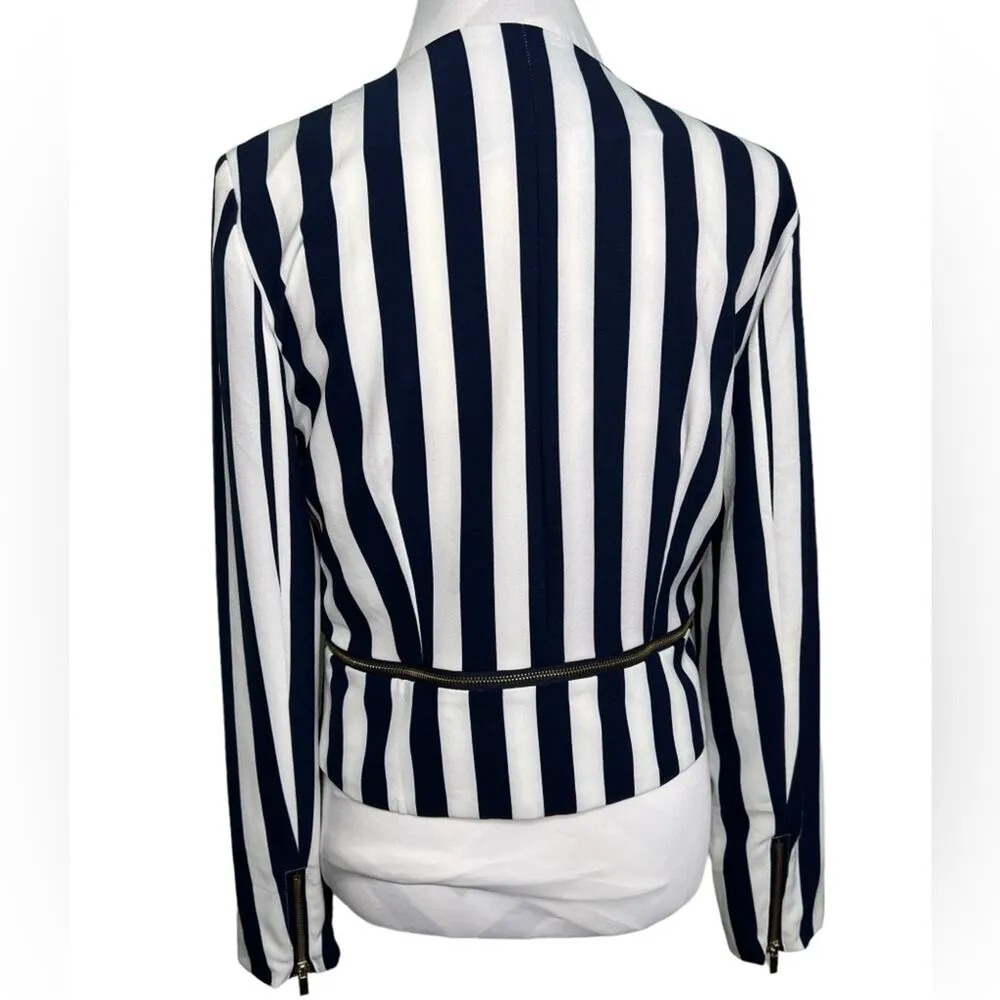 Love Tree Navy White Stripes Open Blazer Size Large - Image 2