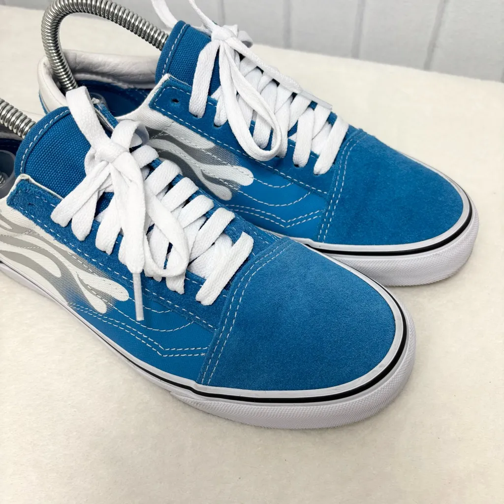 Vans Suede Old skool flame shoes flat Mediterranian Blue  Size M 6.5 / W 8 - Image 2