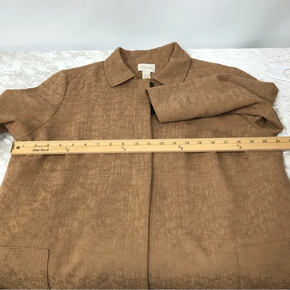 Chico’s Copper Brown Textured Jacquard Jacket women’s Chico’s Size 2; US Size L - Image 8