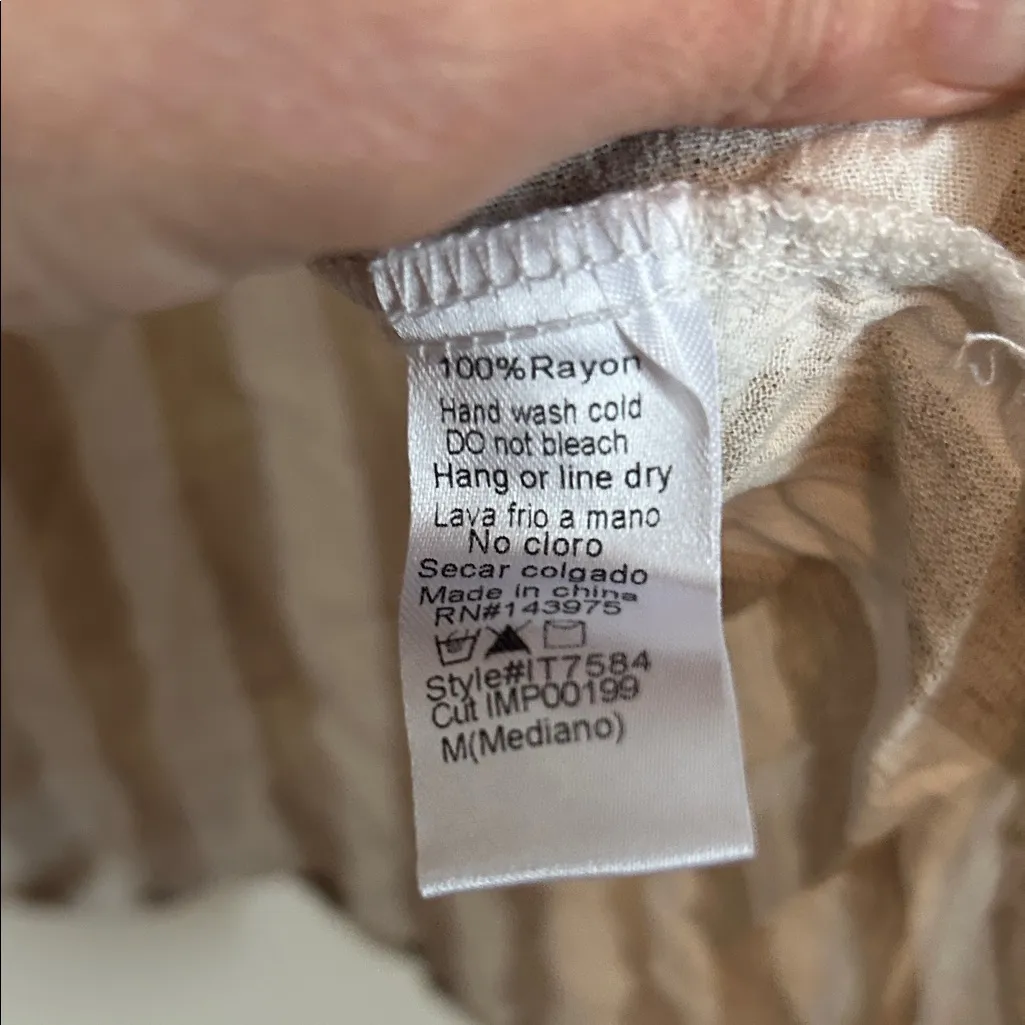 The Nu Vintage Tan and White Striped Button - Image 3