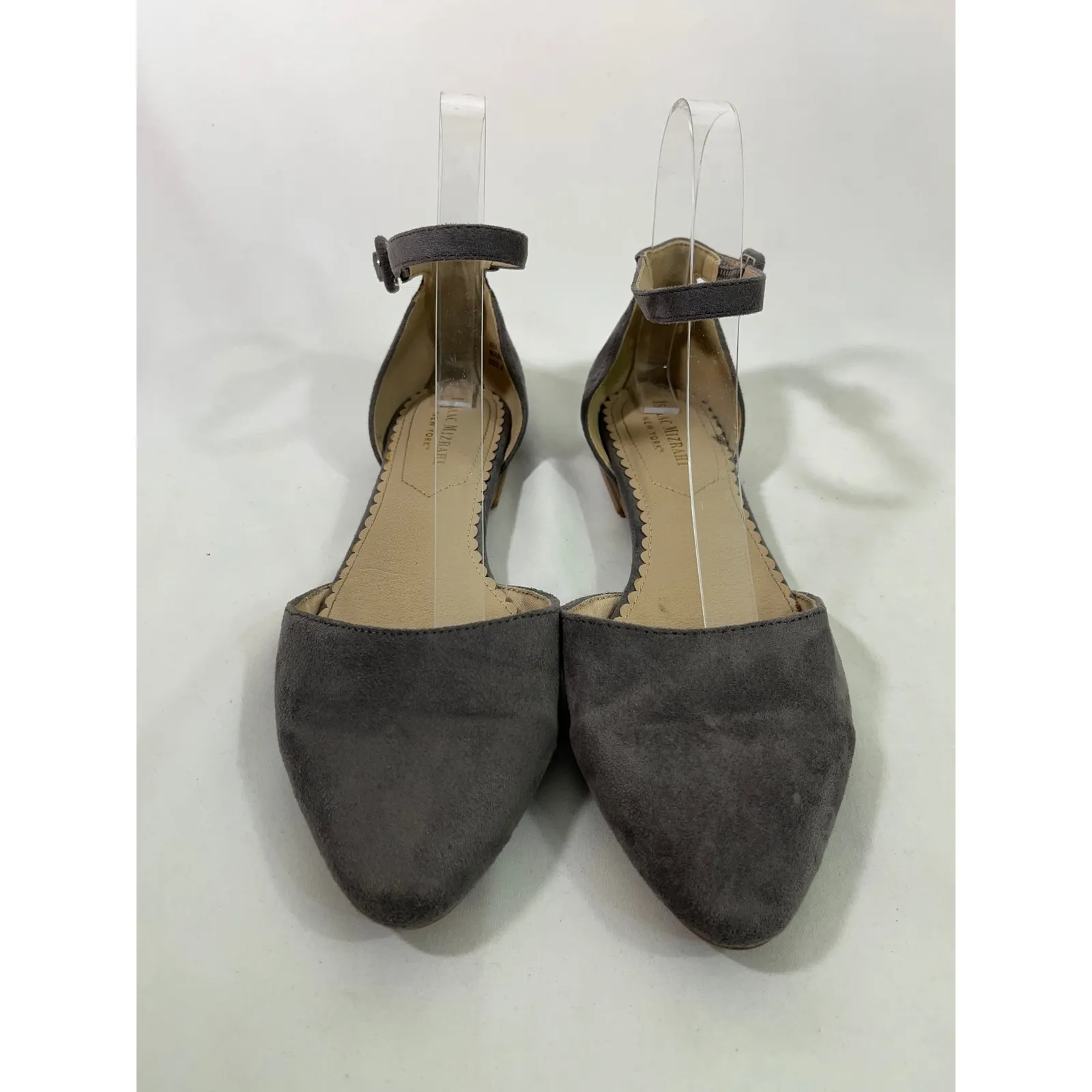 Isaac Mizrahi Women Suede Ankle Strap Ballet Flats Shoes Pointed Toe Gray Size 6 - Image 2