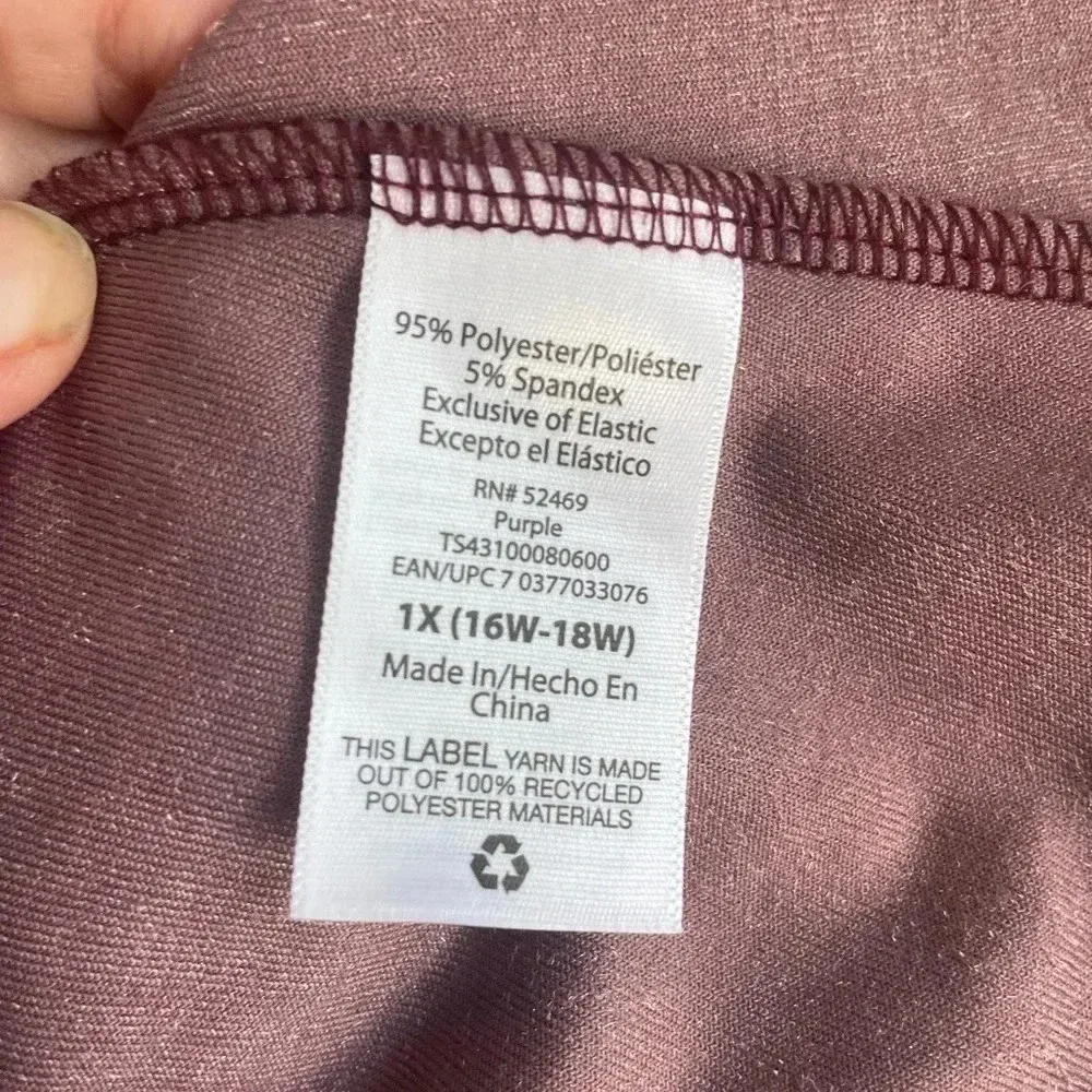 TERRA SKY Crushed‎ Velvet Purple Dress NWT 1X 16/18 0103 - Image 7