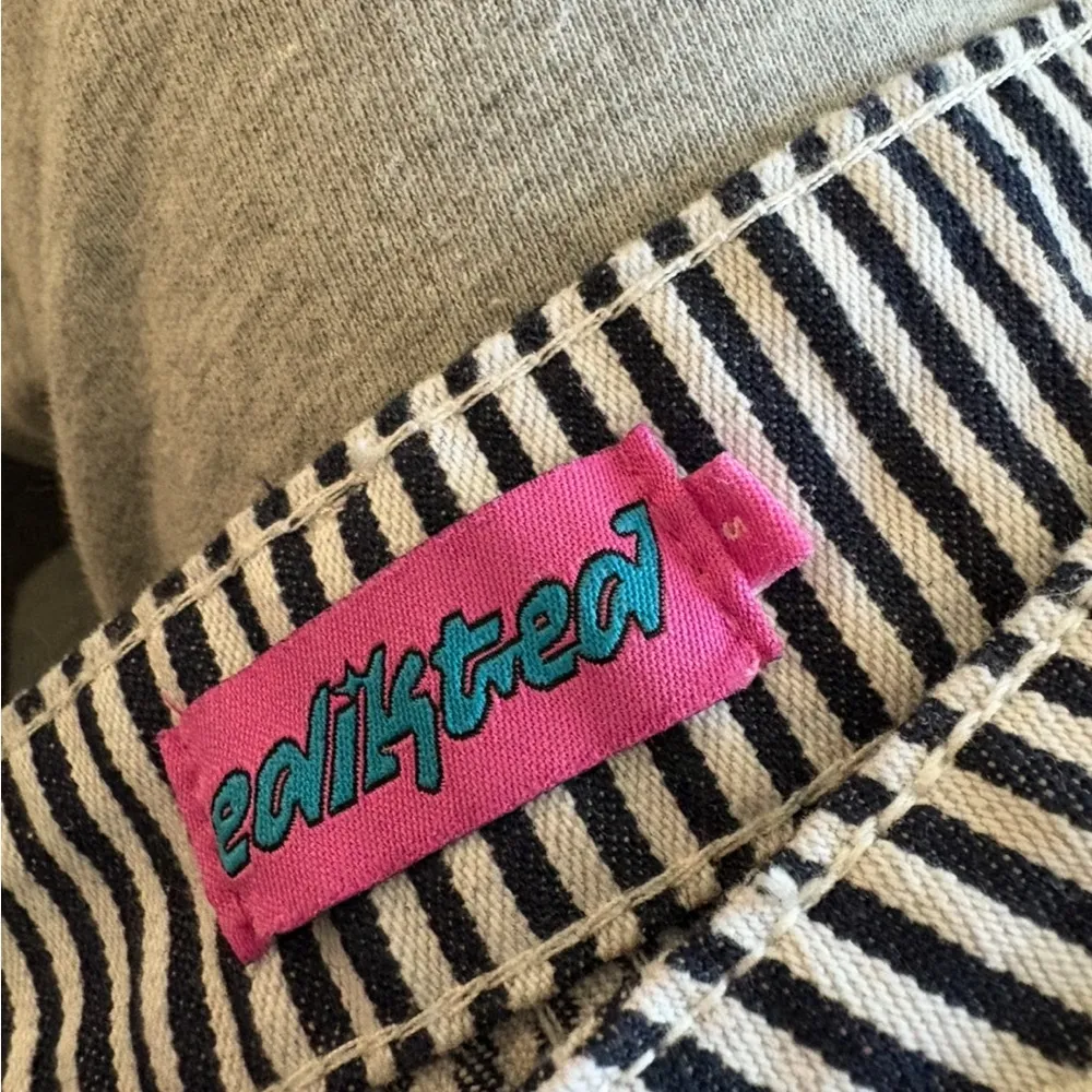 Brand New Edikted Navy and White Striped Cargo Pants - Image 3