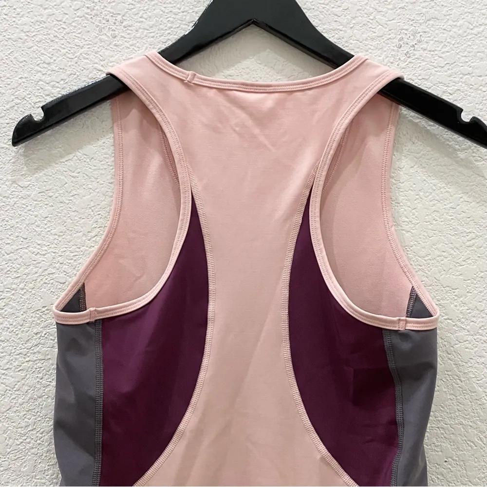 GYMSHARK Illusion Vest Dark Ruby/Blush Nude/Slate Lavender Workout Tank Top - Image 8