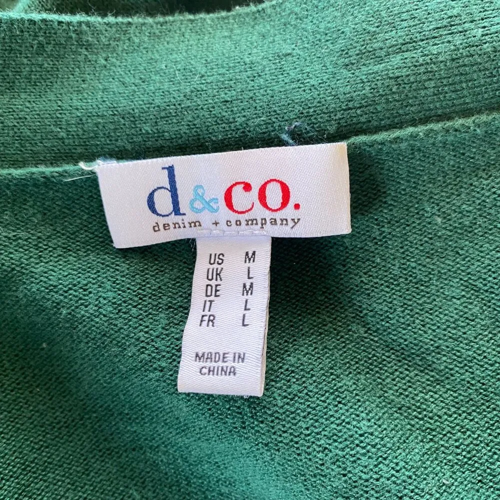 Denim & Company green long sleeve button down cardigan women's size medium - Image 7