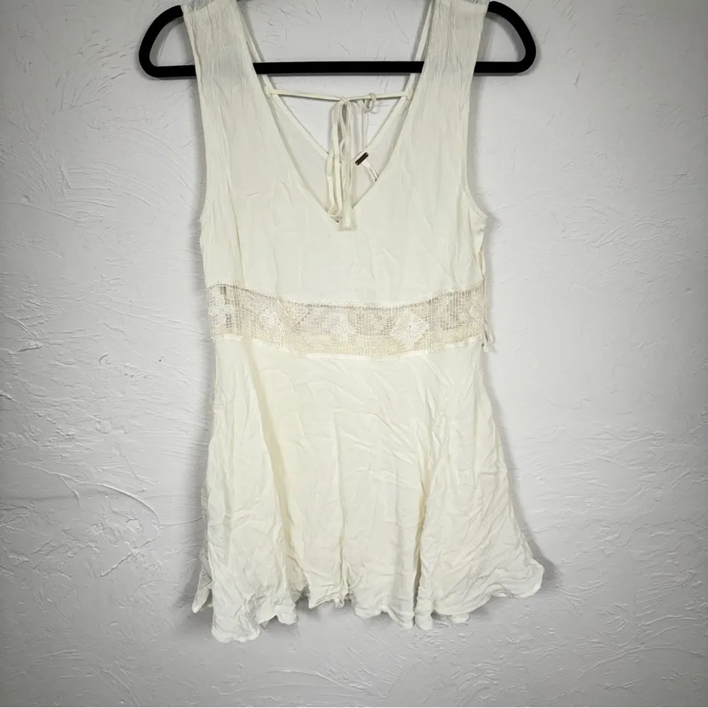 Free People White Mini Dress Womens XS Cottage Core Festival Sleeveless Beachy - Image 9