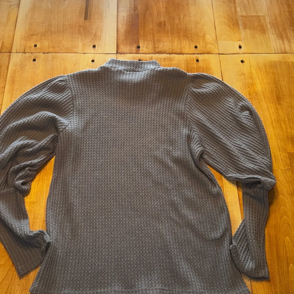 Everly  Grey Waffle Knit Mock  Turtleneck Sweater - Image 4
