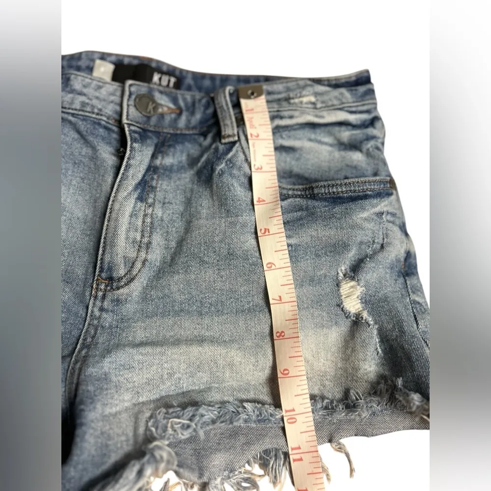 Kut from Kloth Women's Distressed Denim Shorts Blue Size 8‎ - Image 7
