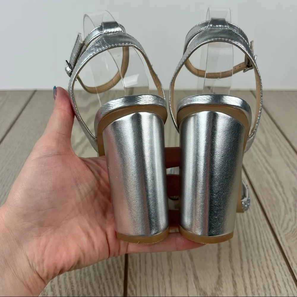 Jewel Badgley Mischka Gem Nicoline Evening Sandals 8.5M Metallic Silver Size 8.5 - Image 6