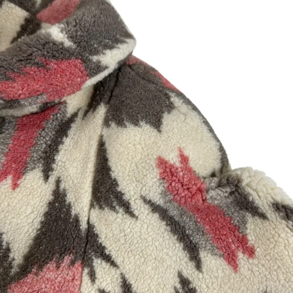 Vintage Southwestern Ikat Print Plush Made in USA Winter Coat Pink Size XL - Image 8