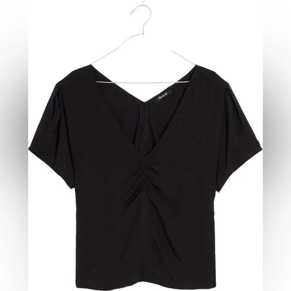 NWT  Puff Sleeve Floral Jacquard Top - Black Satin - 2 - Image 8