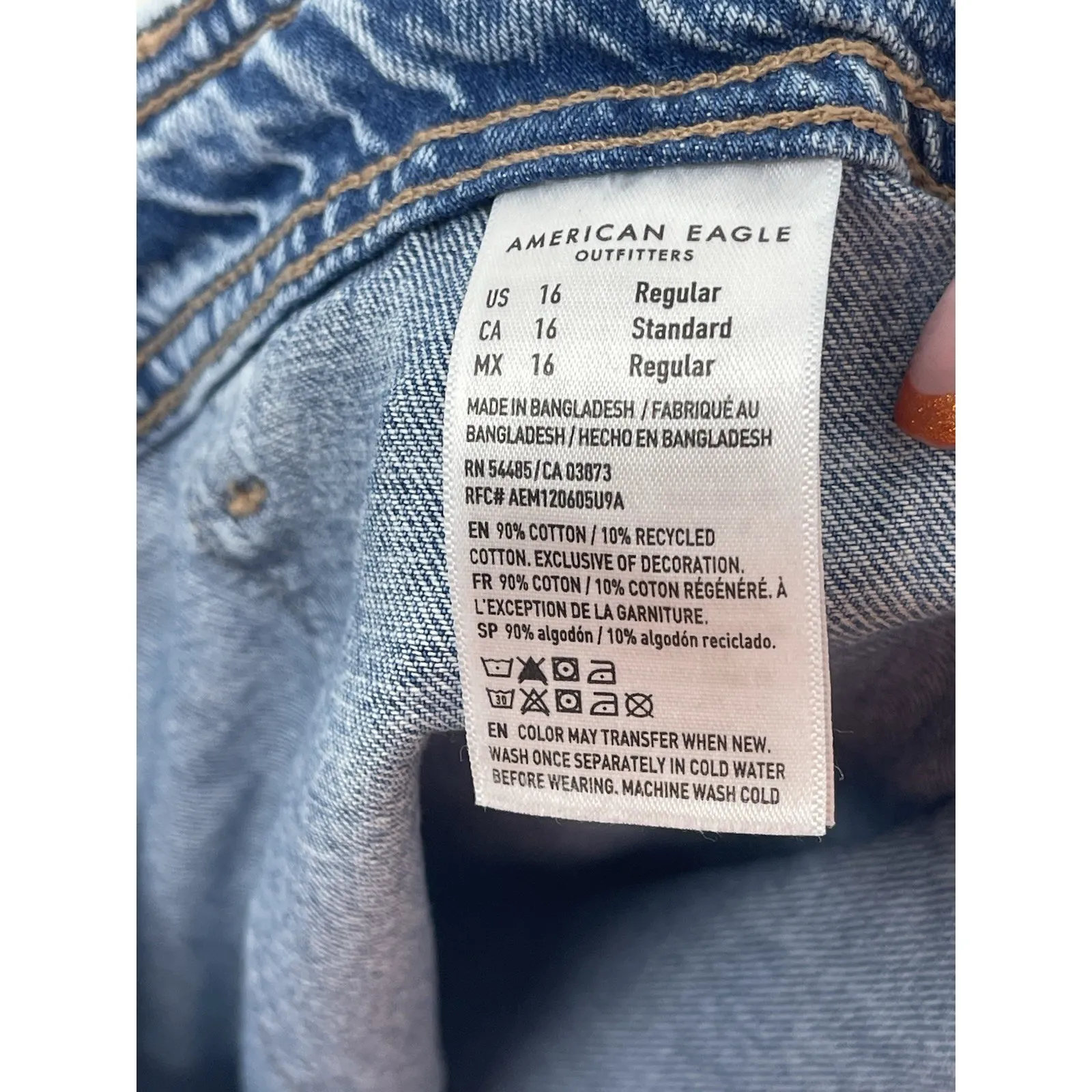 American Eagle Womens Cargo Pocket Super High Rise Jogger Jeans Blue Sz 16 Bin9 - Image 3