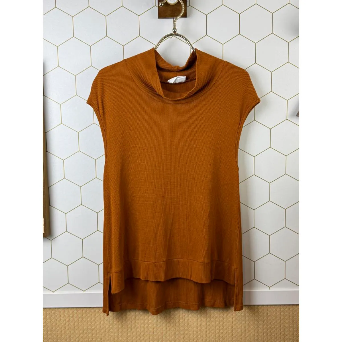 LNA Nessy Mock Neck Thermal Sleeveless in Glazed Ginger - Size - Medium - Image 5