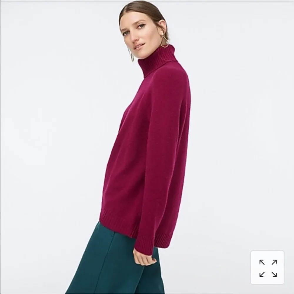 J. Crew Supersoft Side Slit Long Sleeve Knit Turtleneck Sweater Wine Small S - Image 2