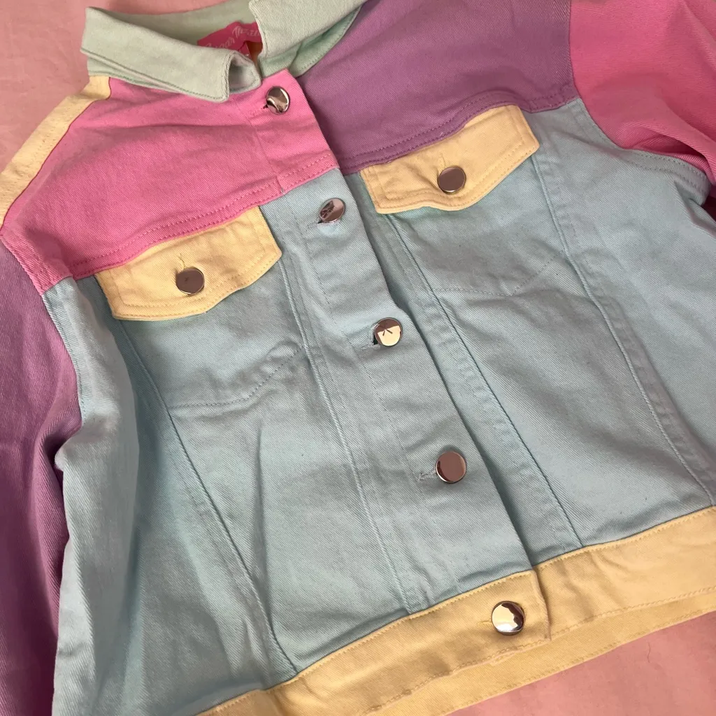 Sugar Thrillz Multicolor Pastel Colorblock Jacket Pink Size M - Image 3