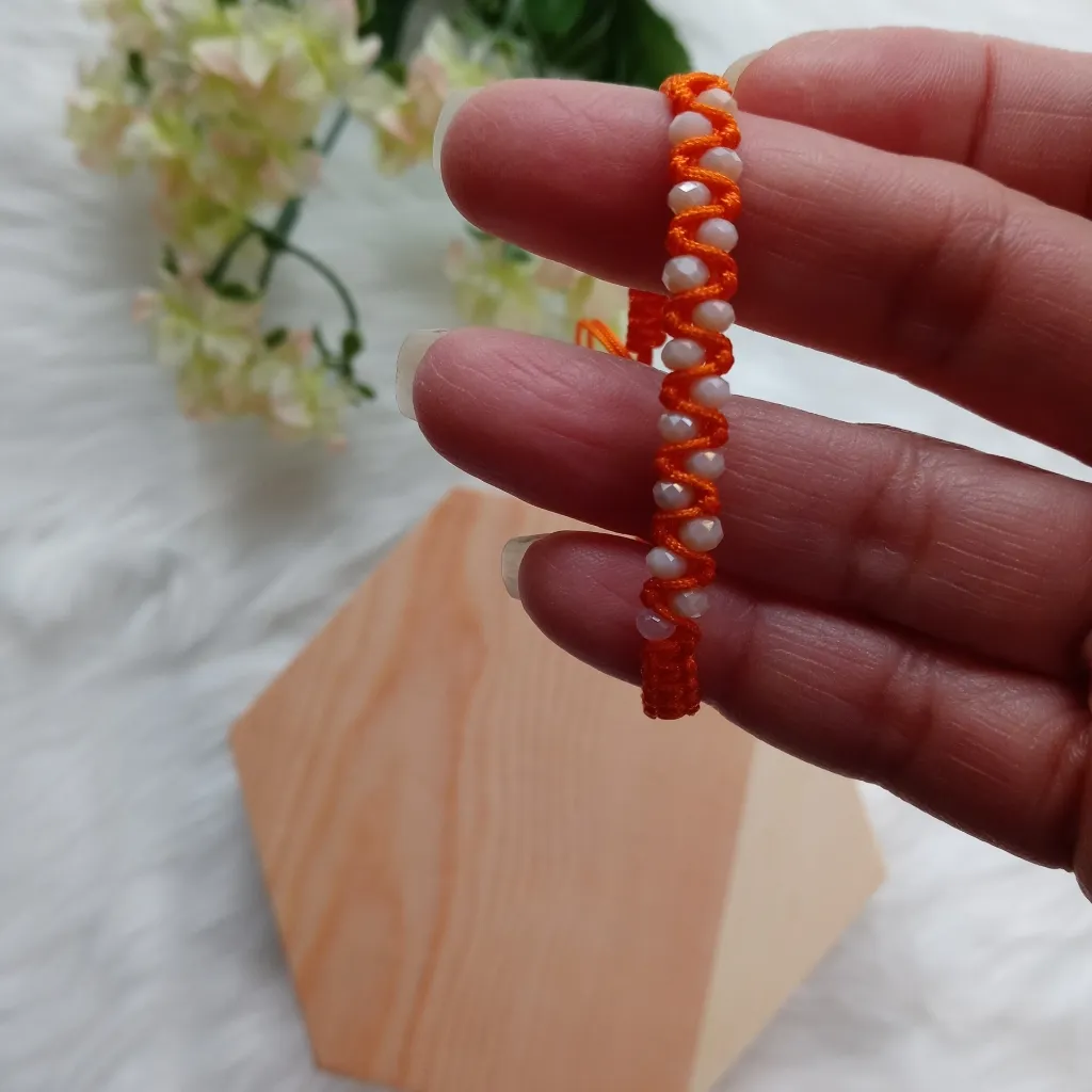 Hand Made Adjustable Bracelet Orange - Image 6