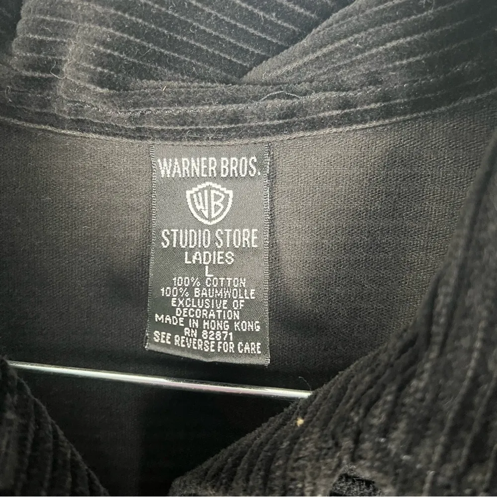 Warner Bros Vintage Corduroy Button Up Shirt‎ Bugs Bunny Embroidery Sz L Black Size L - Image 2