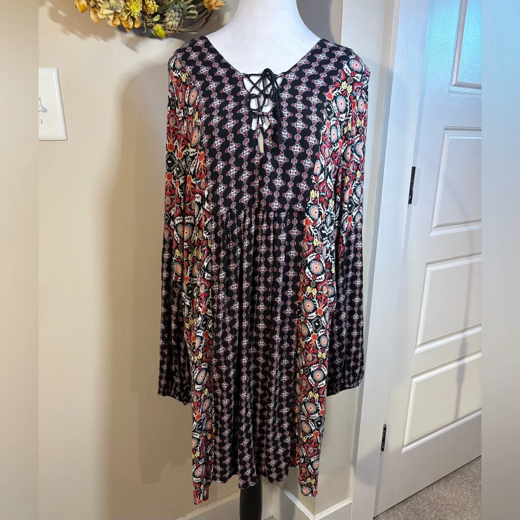 Uncle Frank Festival Boho Dress XL – Lace-Up Babydoll Crinkle w/ Pockets🧡 - Image 10