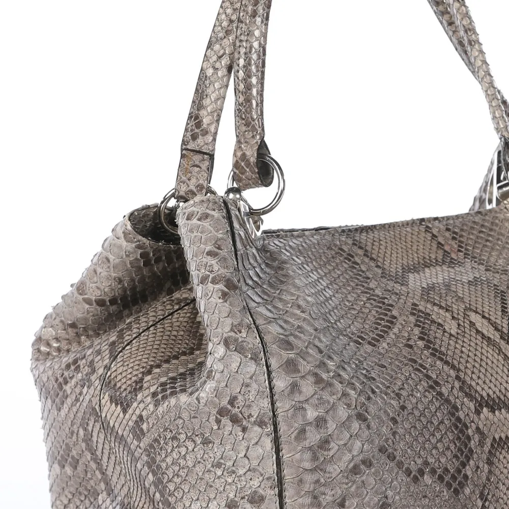 Cape Cobra Grey Snakeskin Large Shoulder Bag Gray - Image 10