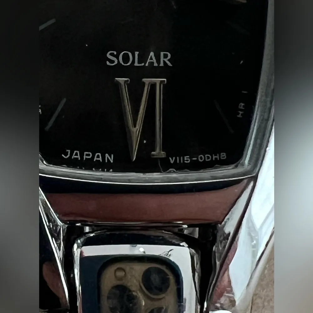 Seiko Solar Ladies Watch Stainless Bracelet Rectangular Black Dial - Image 6