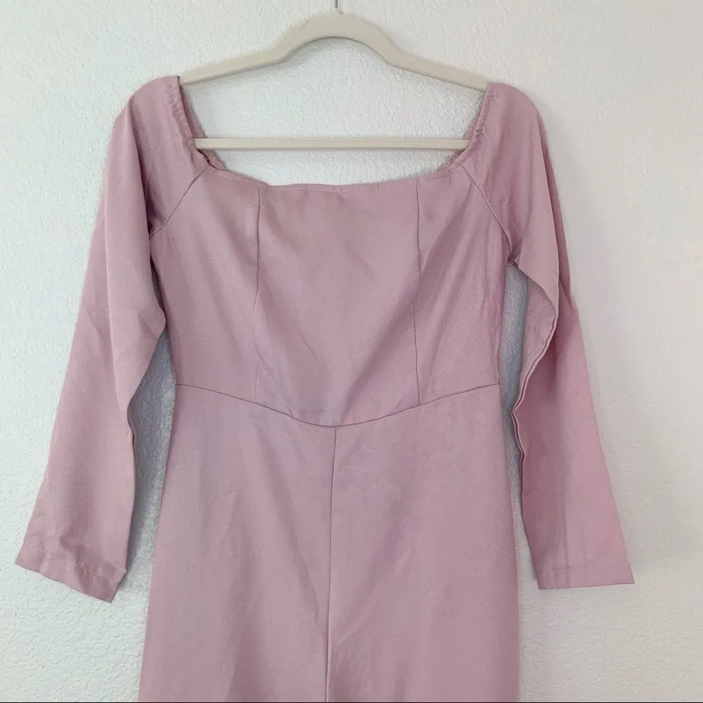 Shein Baby Pink Off Shoulder Jumpsuit, Sz Small - Image 4