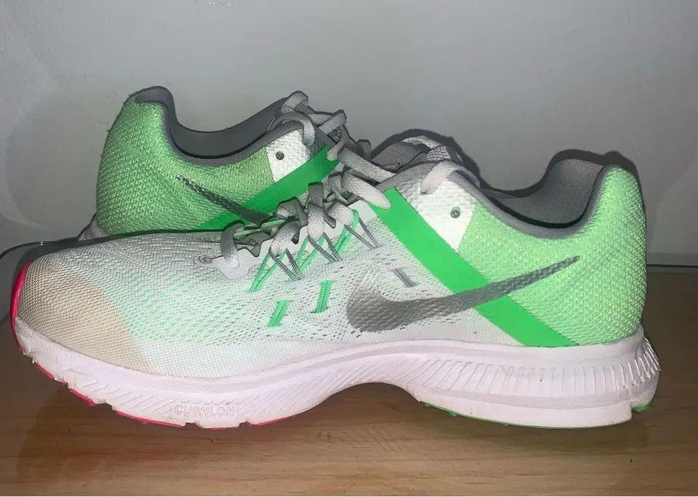Nike Women's Zoom Winflo 2 Running Shoe Size 9 White/Metallic Silver/Pink/Green - Image 6