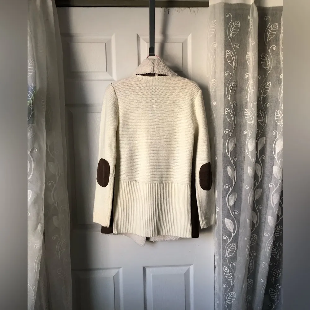 Faux Suede Sherpa & Knit Sweater Jacket women Size XS - Image 9