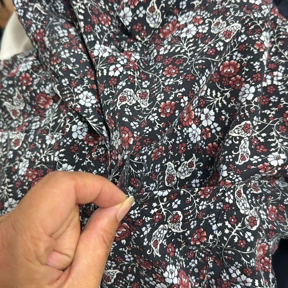 Veronica Beard Rory Dress Floral Print Silk Crepe Button Down Collared Mini Sz 6 - Image 9