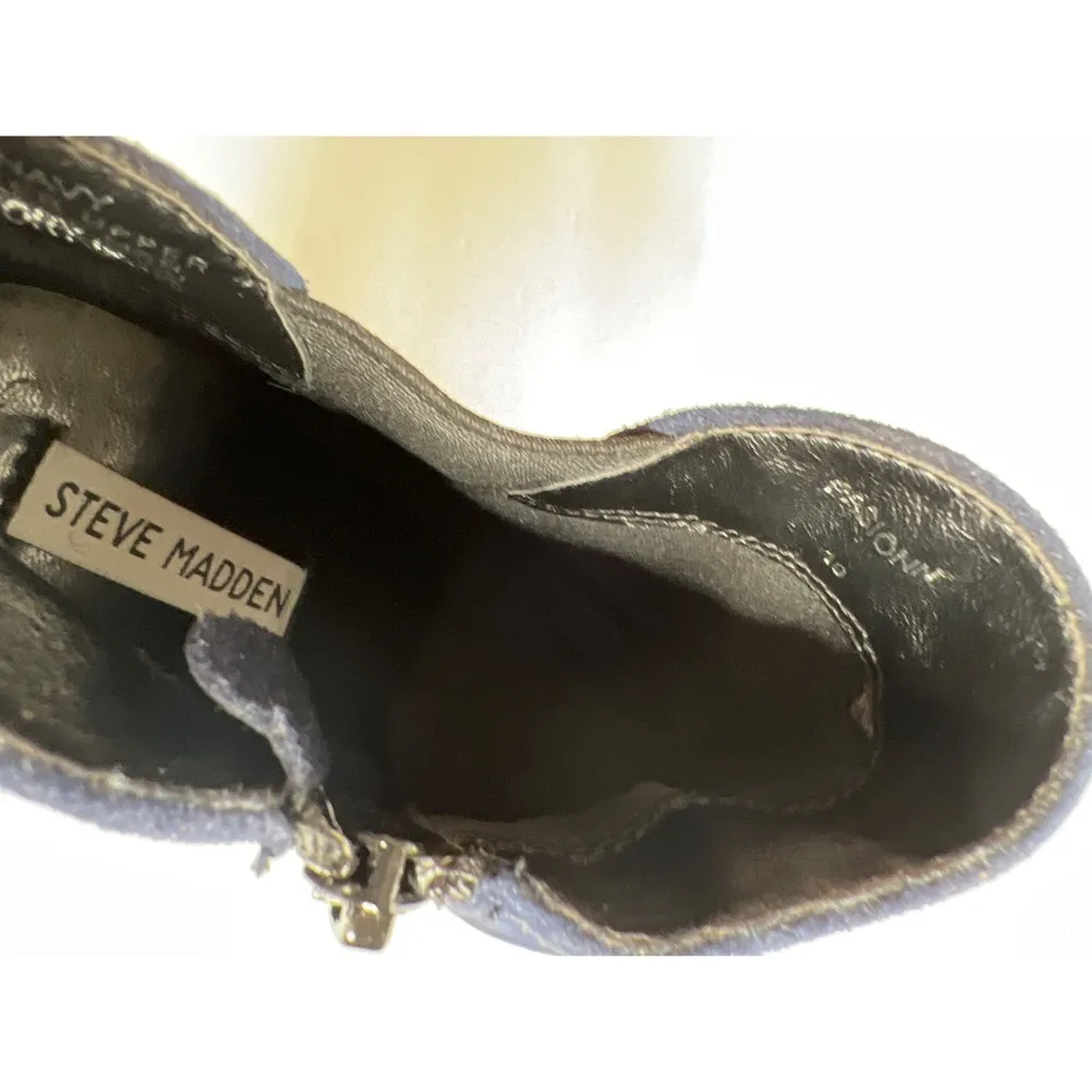 Steve Madden Pasionn Midnight Blue Suede Shoes  Ankle Booties Sz … - Image 7