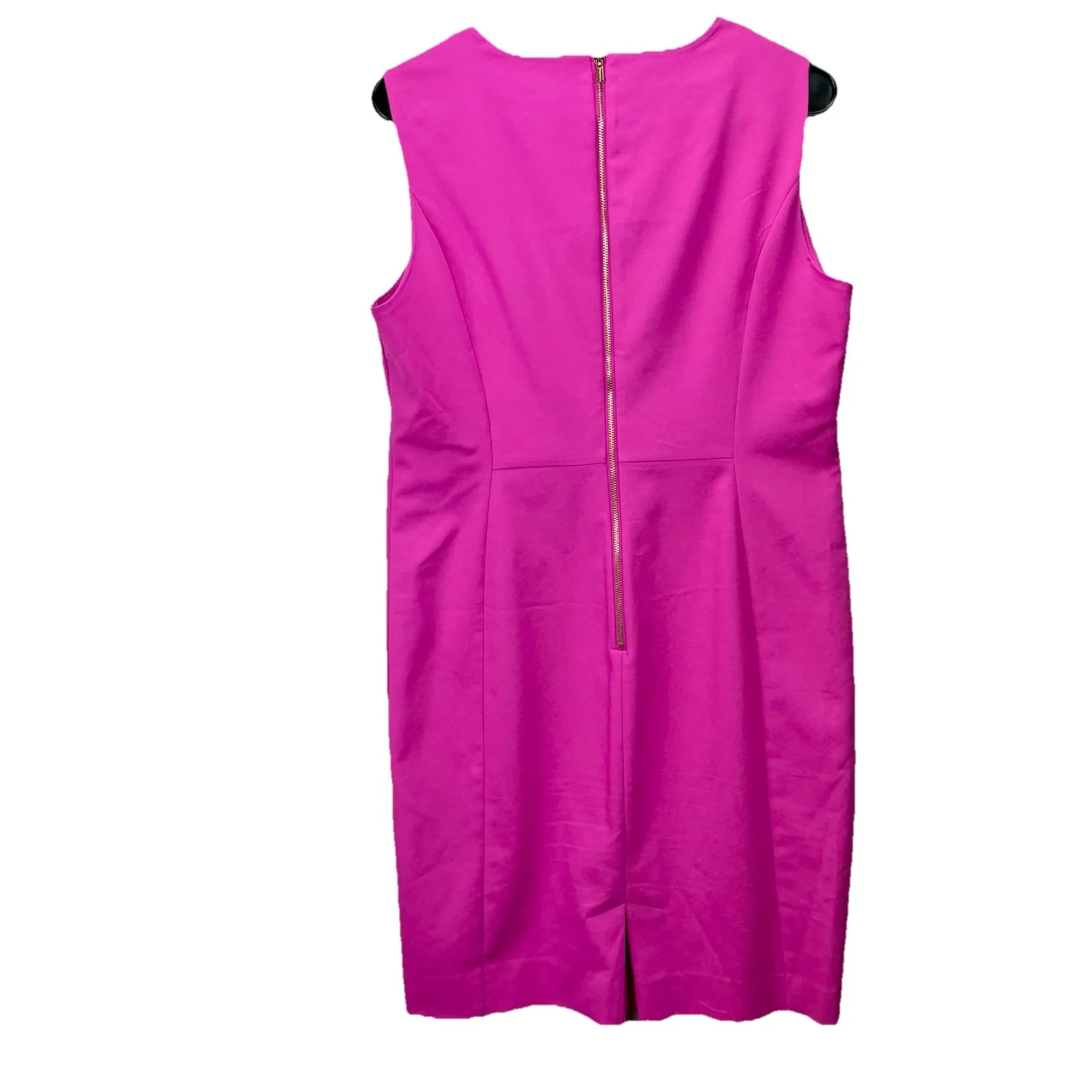Calvin Klein Hot Pink Stretch Sunburst Seams‎ Sleeveless Sheath Dress Size 12 - Image 4