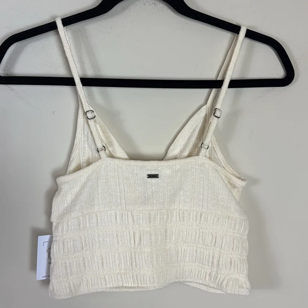 NWT O'Neill Yuliana‎ Knit Cream Tie-Front Crop Top Size Small - Image 6