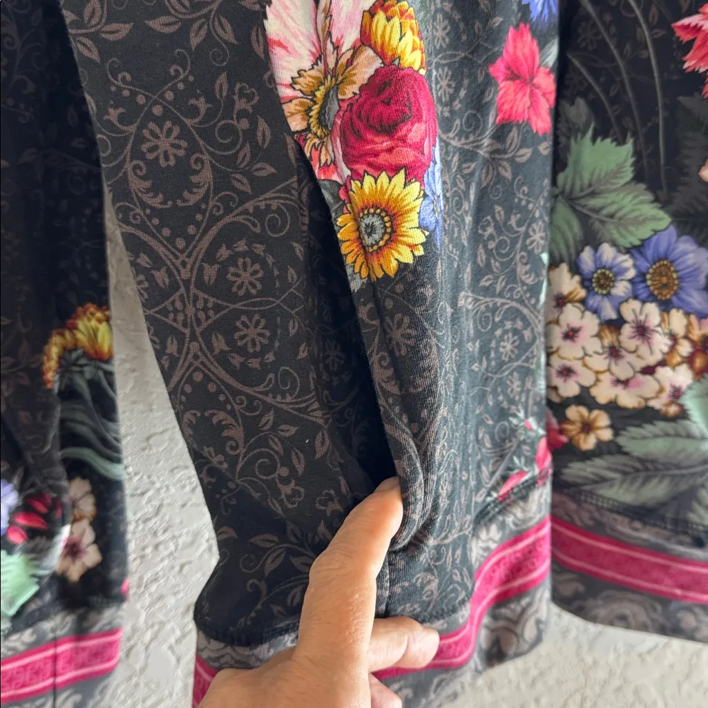 Johnny Was Onyx Sistine Floral Half-Zip Pullover Boho Size S - Image 5