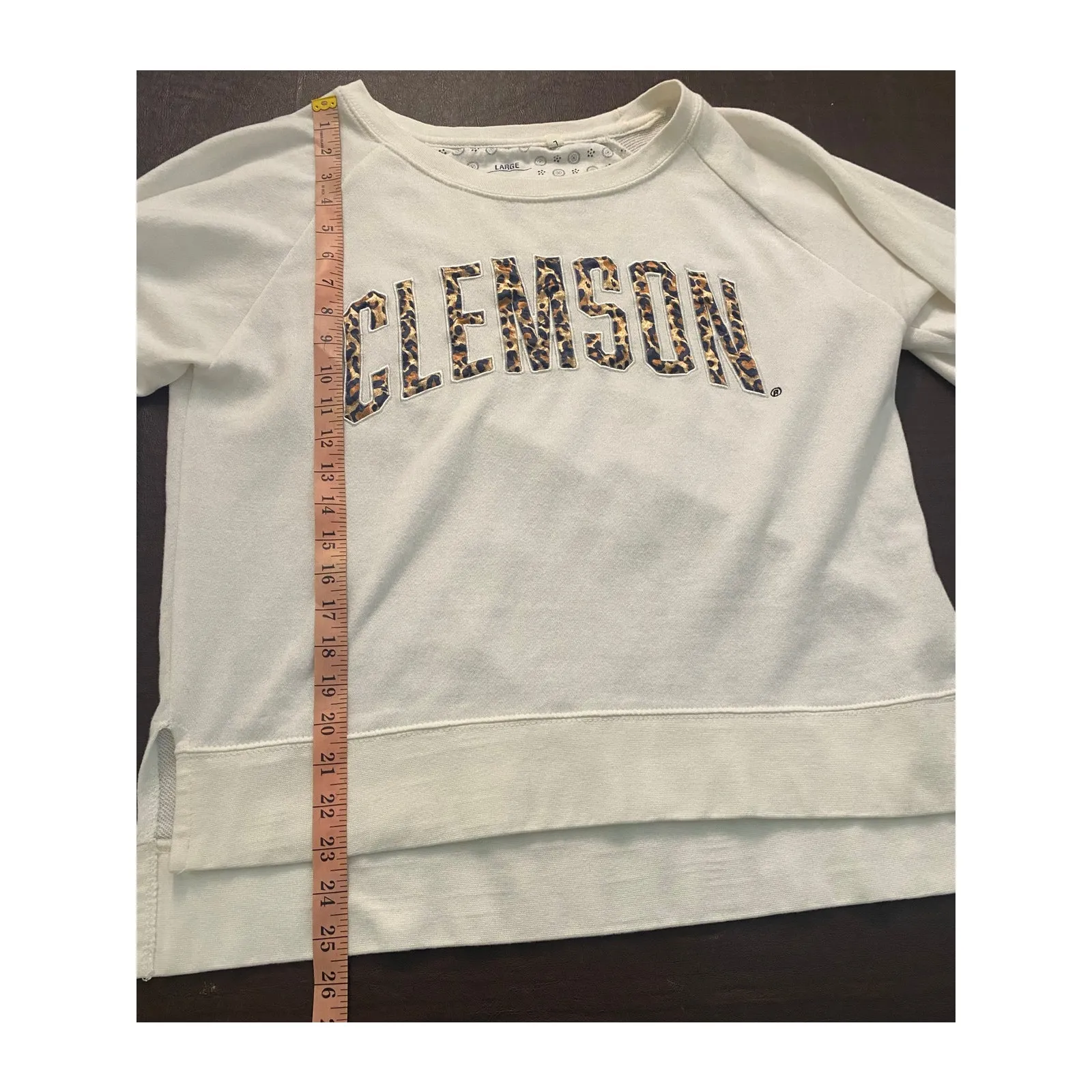 Clemson Leopard Print Sweatshirt Three Square by Royce Apparel Women’s Large‎ White - Image 4