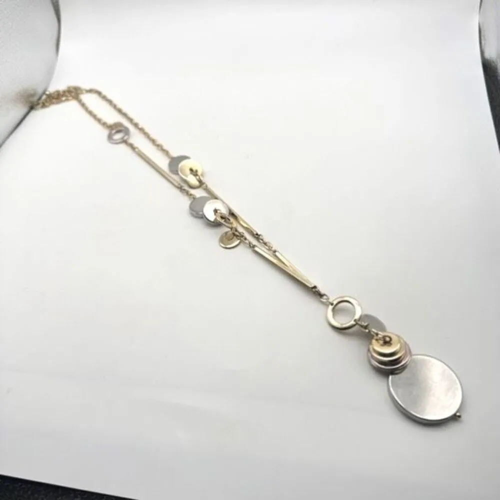 Chico’s Two‎ Tone Silver & Gold Layered Pendant Long Necklace Career Office - Image 4