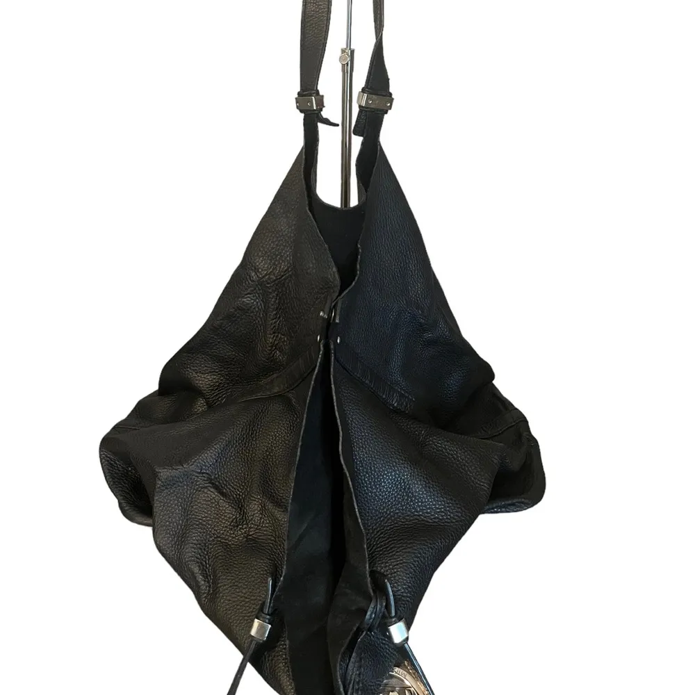 Michael Kors Black Pebbled Leather Double Strap Shoulder Tote Weekender Bag - Image 3