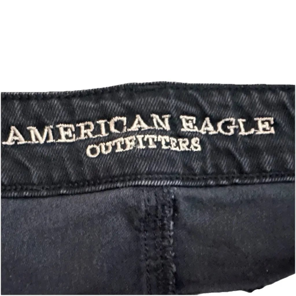 American Eagle Tomgirl Shorts Women’s 18 Black Distressed Denim Low Rise - Image 8