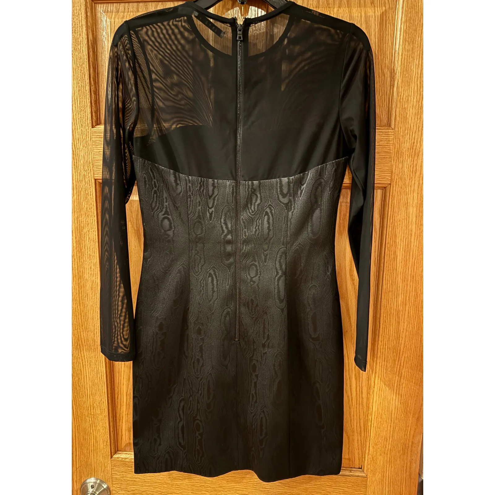 Alice and Olivia Takako Mesh Long Sleeve Minidress in Black Size 8 - Image 5