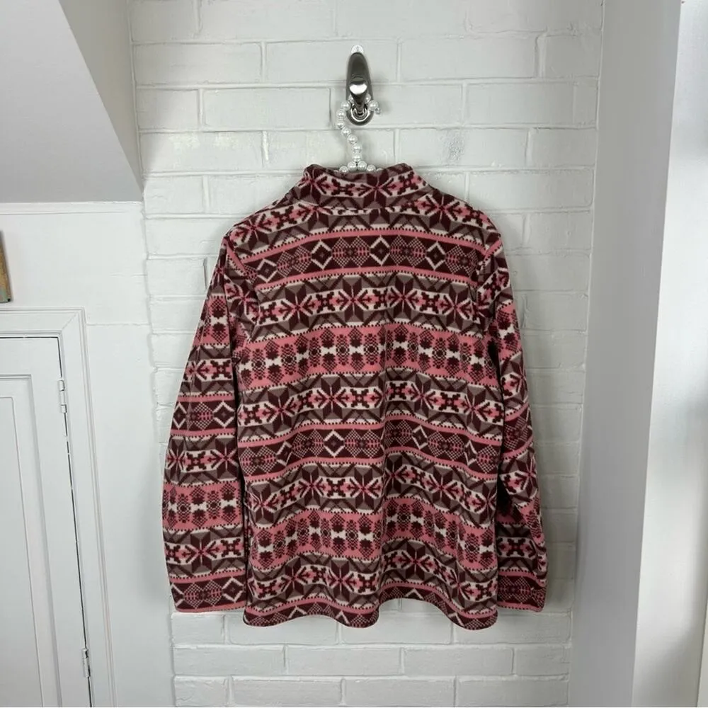 D&Co. Pink Snowflake Patterned Fleece Quarter Zip Pullover Size M Size M - Image 8