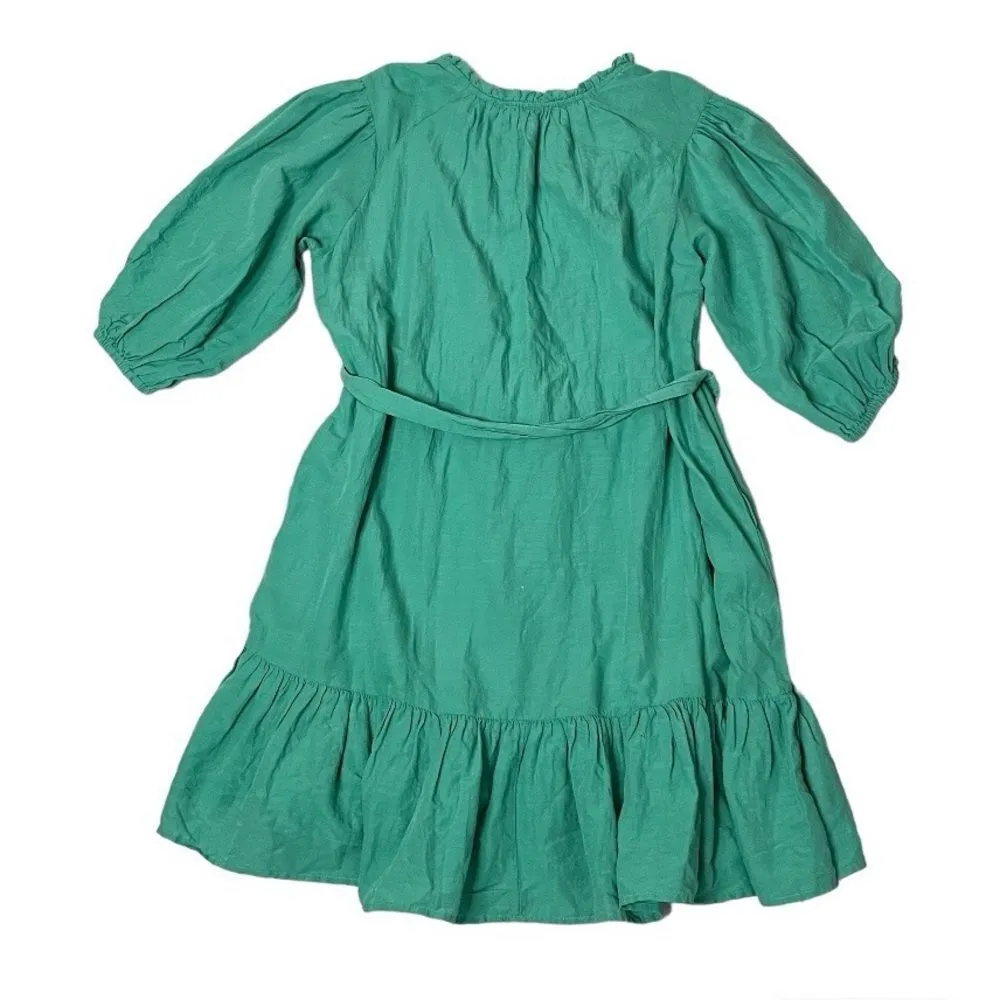 KNOX ROSE Boho Peasant Dress Puff Sleeve Tie Waist Ruffle Tier Size Medium NEW - Image 5