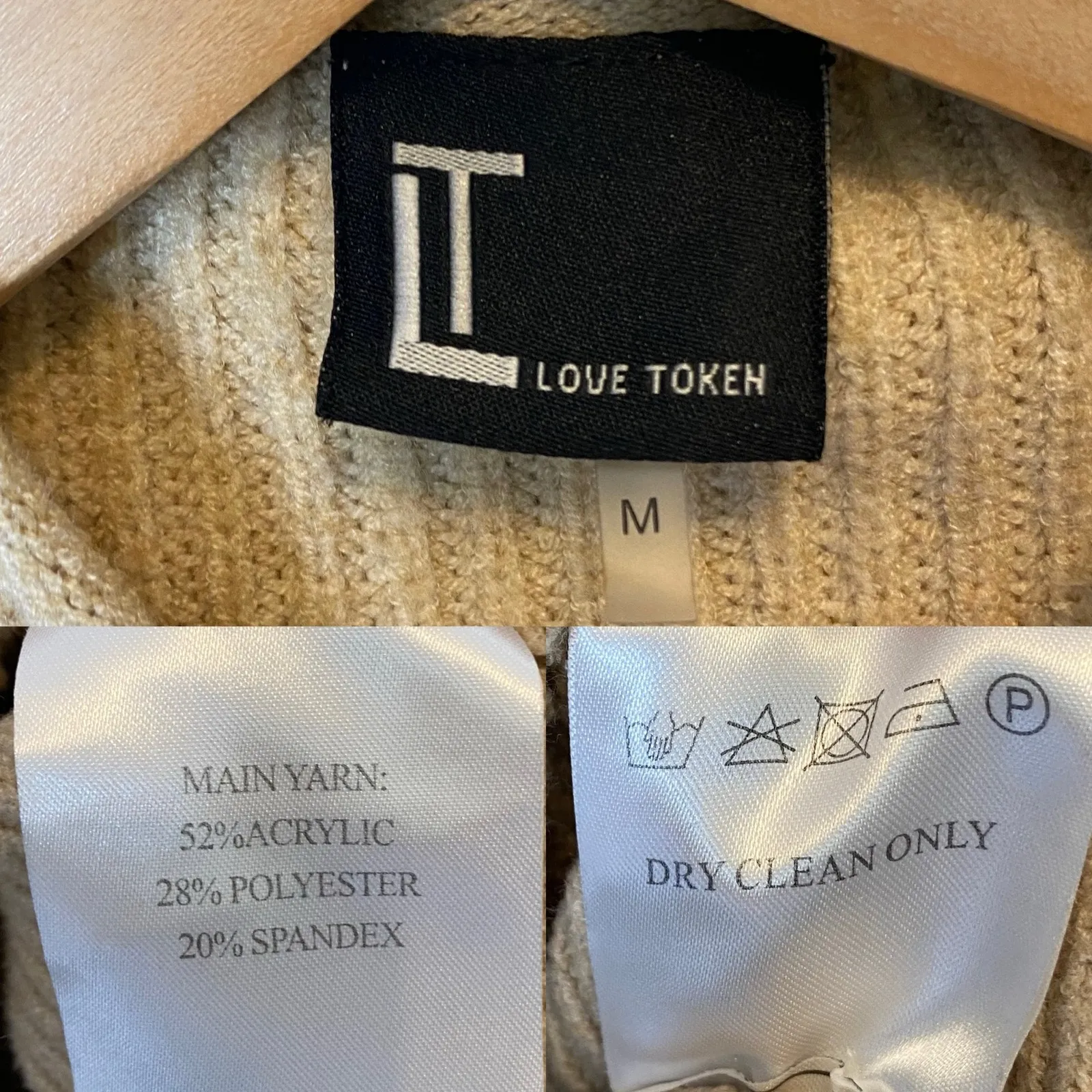 Love Token Mock Neck Sweater Medium‎ Beige - Image 4
