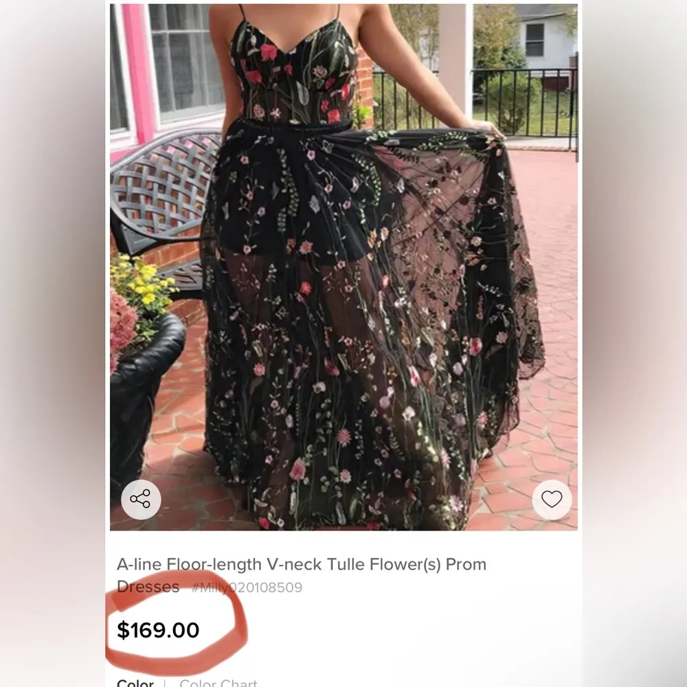 Embroidered Illusion Corset Gown Black Size undefined - Image 3